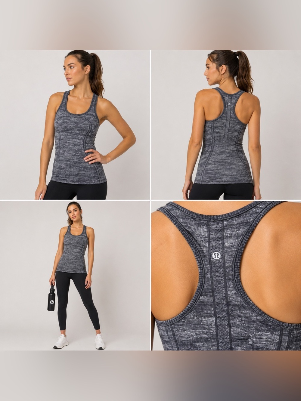 Lululemon Swiftly Tech Racerback Tank Top Gray Space Dye Size 8